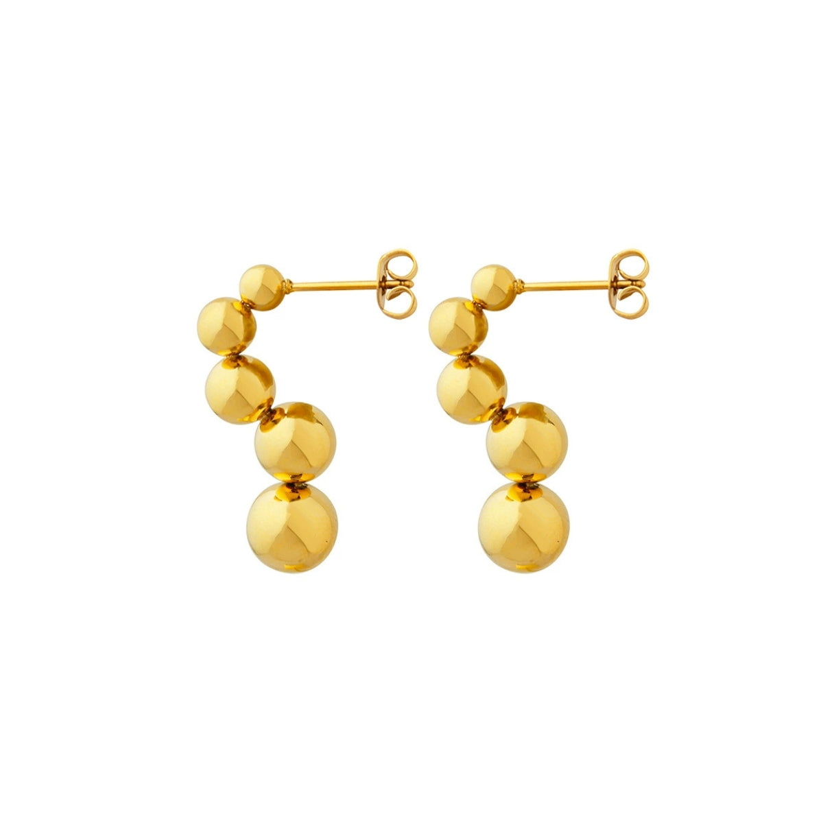Gold hoop earrings with spherical beads - SKADIS Jewelry