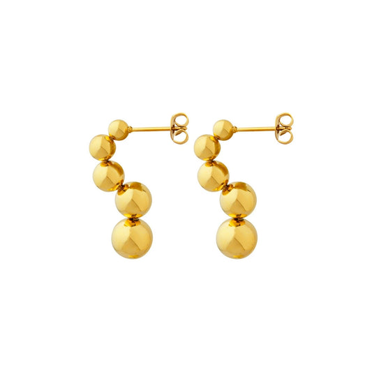Gold hoop earrings with spherical beads - SKADIS Jewelry
