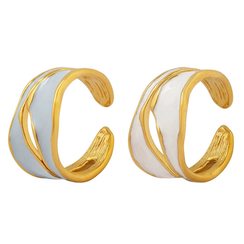 Blue and white enamel rings from SKADIS Jewelry