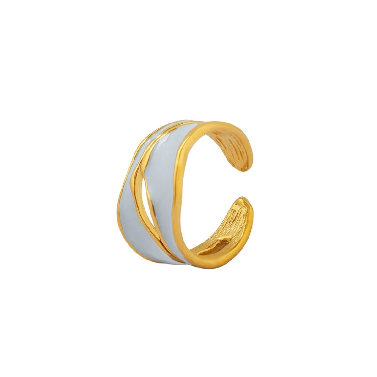 Gold twisted ring with blue enamel from SKADIS Jewelry