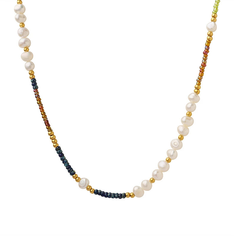 Necklace with pearls and small colored beads SKADIS Jewelry