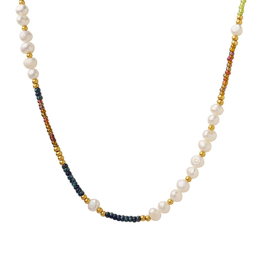 Necklace with pearls and small colored beads SKADIS Jewelry