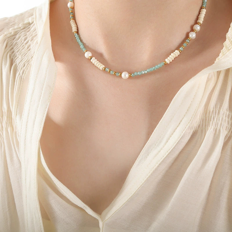 Necklace with pearls and beads skadis jewelry