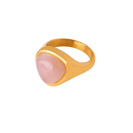 Gold ring with rose quartz SKADIS Jewelry