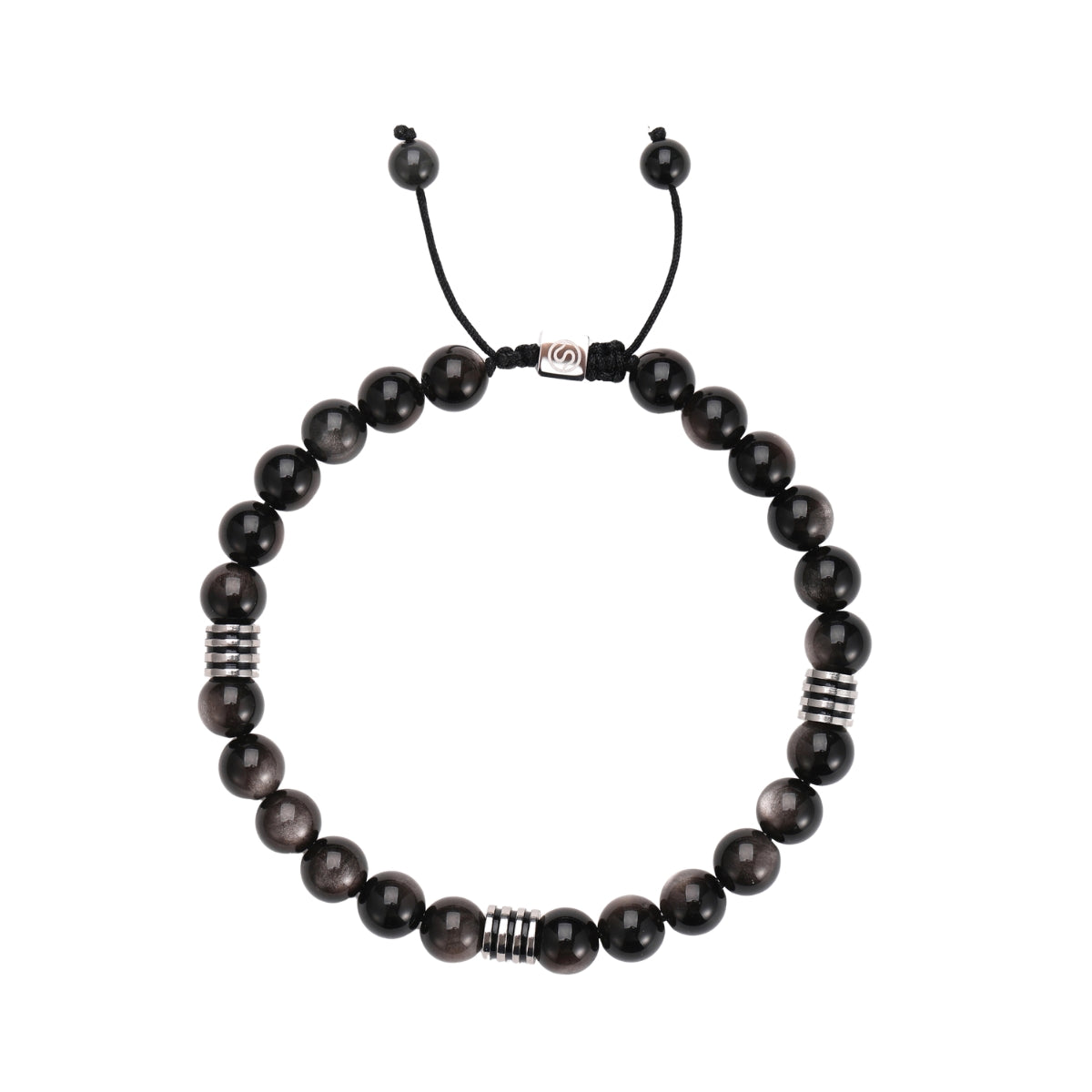 FROST Bracelet - Obsidian beads stainless steel men's bracelet - SKADIS Jewelry