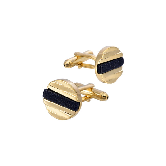 Gold cufflinks with black stone from SKADIS Jewelry