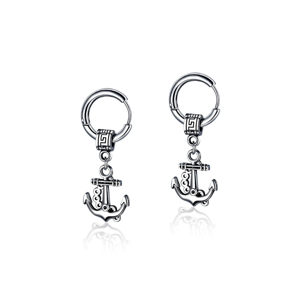 Pair of anchor earrings for men from SKADIS Jewelry