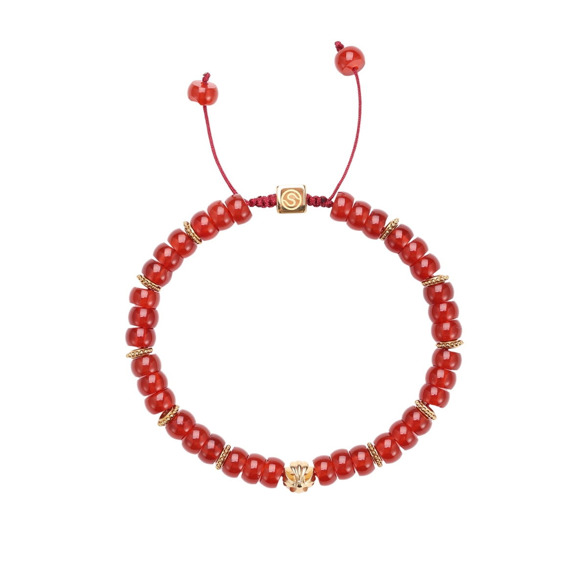 KALLA Bracelet Gold-plated - Red agate beaded bracelet - SKADIS Jewelry
