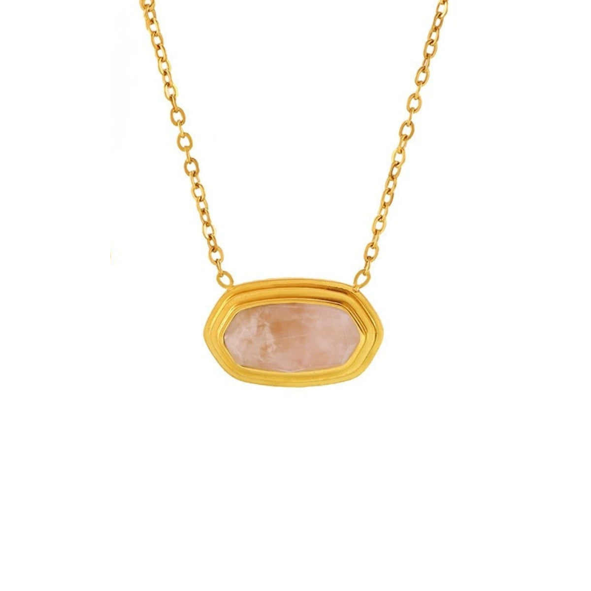 LINEA Necklace Rose Quartz Gold-plated by SKADIS Jewelry – gold-plated stainless steel with rose quartz, length 40+6cm