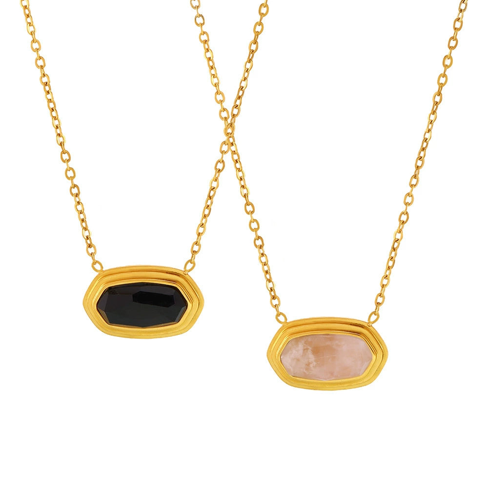 LINEA Necklace Rose Quartz Gold-plated worn – SKADIS Jewelry