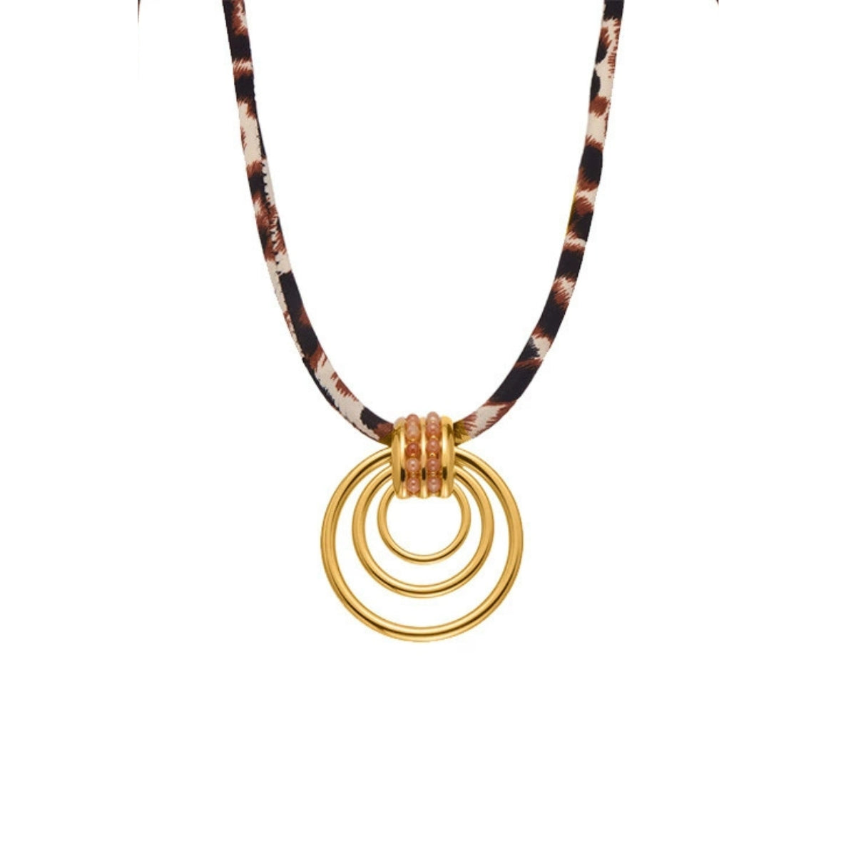 LUMA Necklace Gold-plated by SKADIS Jewelry – gold-plated stainless steel with natural stone and silk, length 41+5cm