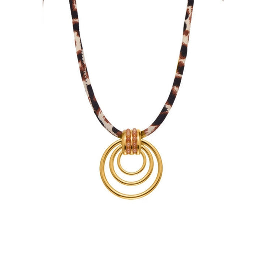 LUMA Necklace Gold-plated by SKADIS Jewelry – gold-plated stainless steel with natural stone and silk, length 41+5cm
