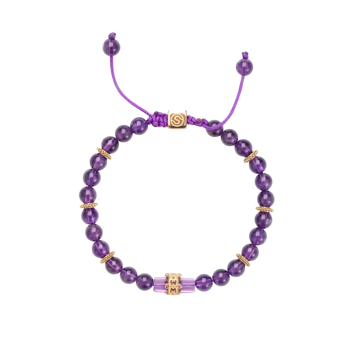 LUMEN bracelet gold-plated with amethyst stones - front view