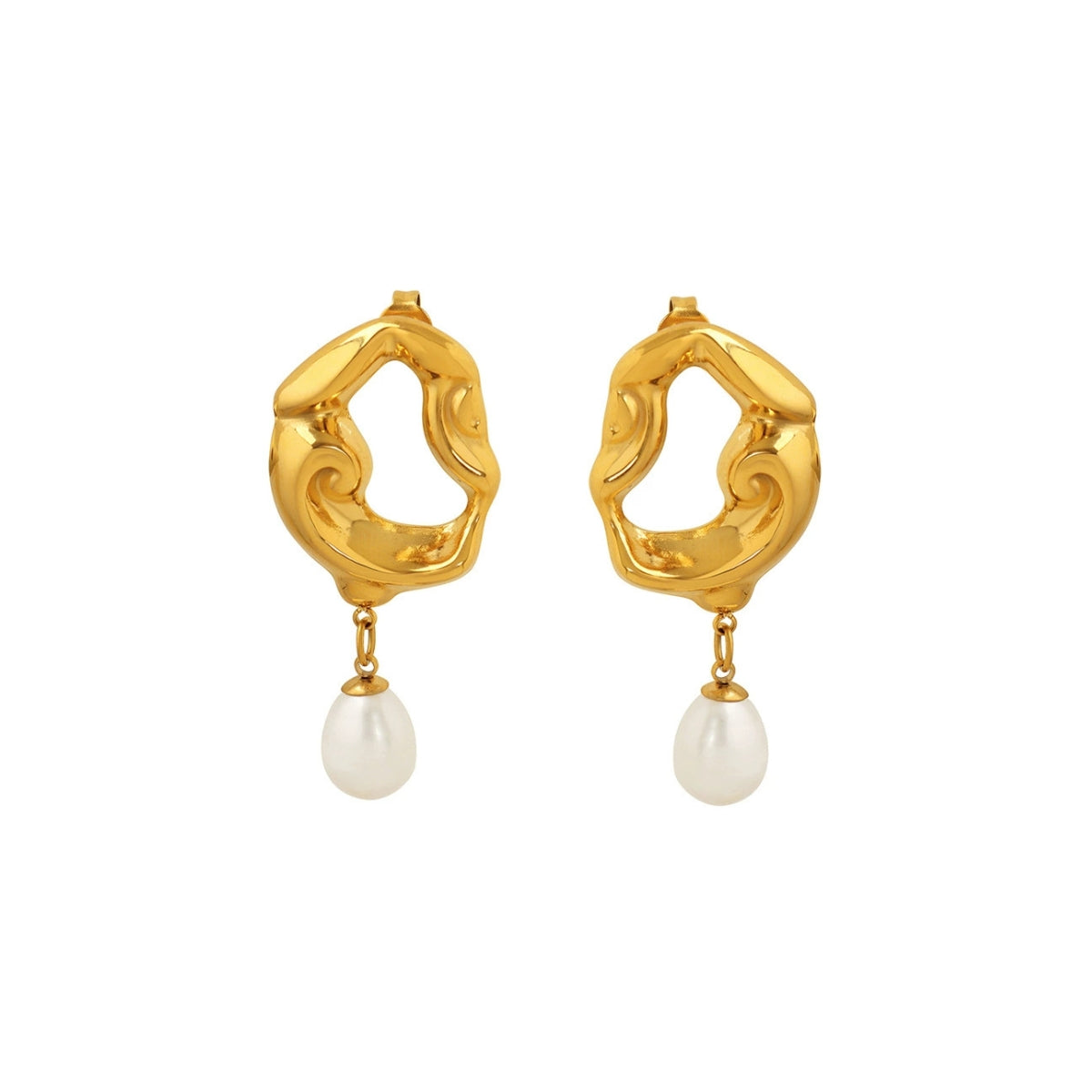 LUMI Earrings Gold-plated by SKADIS Jewelry – gold-plated stainless steel with freshwater pearls