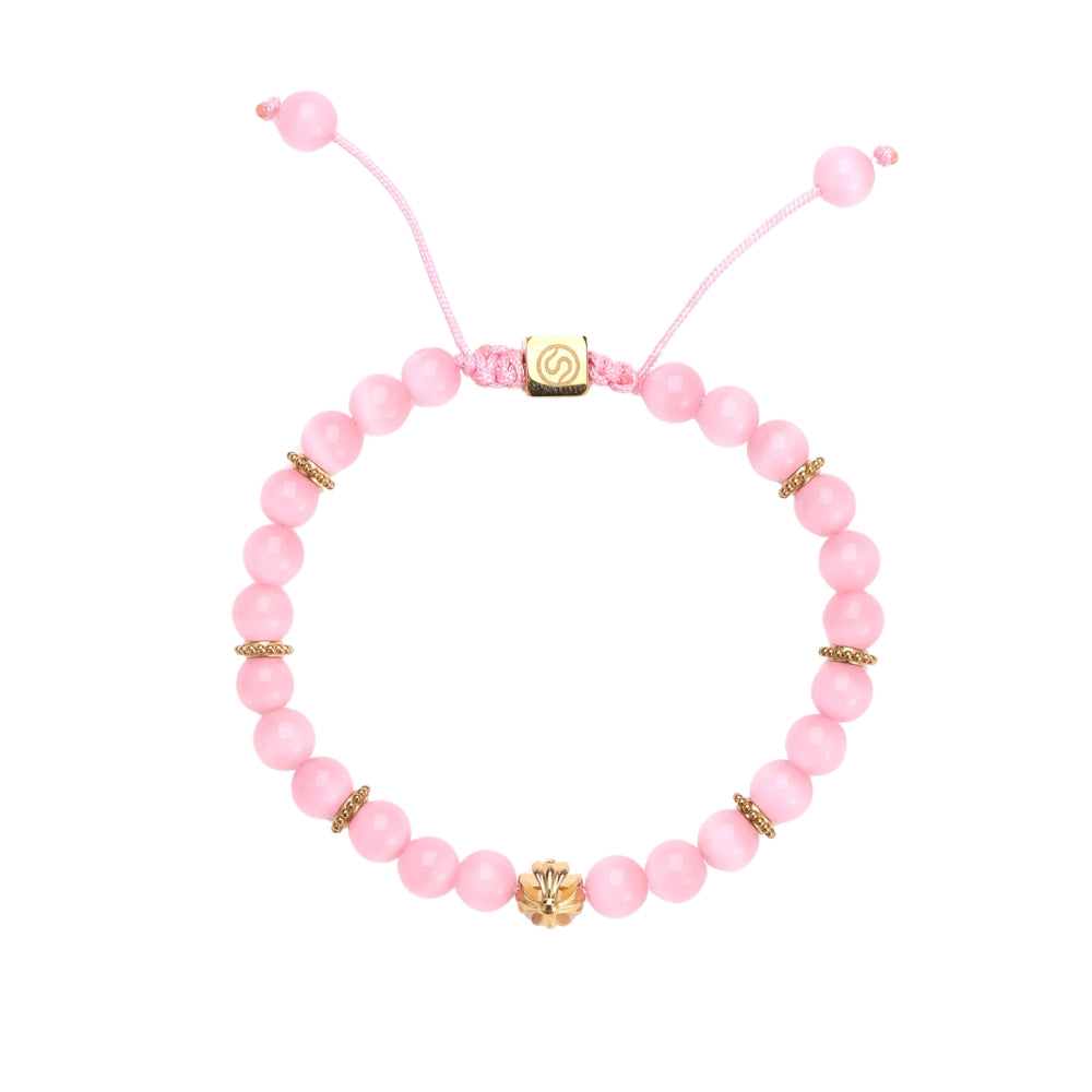MAJA gold-plated bracelet with cat's eye pink quartz - SKADIS Jewelry