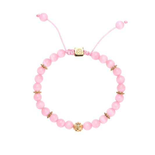 MAJA gold-plated bracelet with cat's eye pink quartz - SKADIS Jewelry