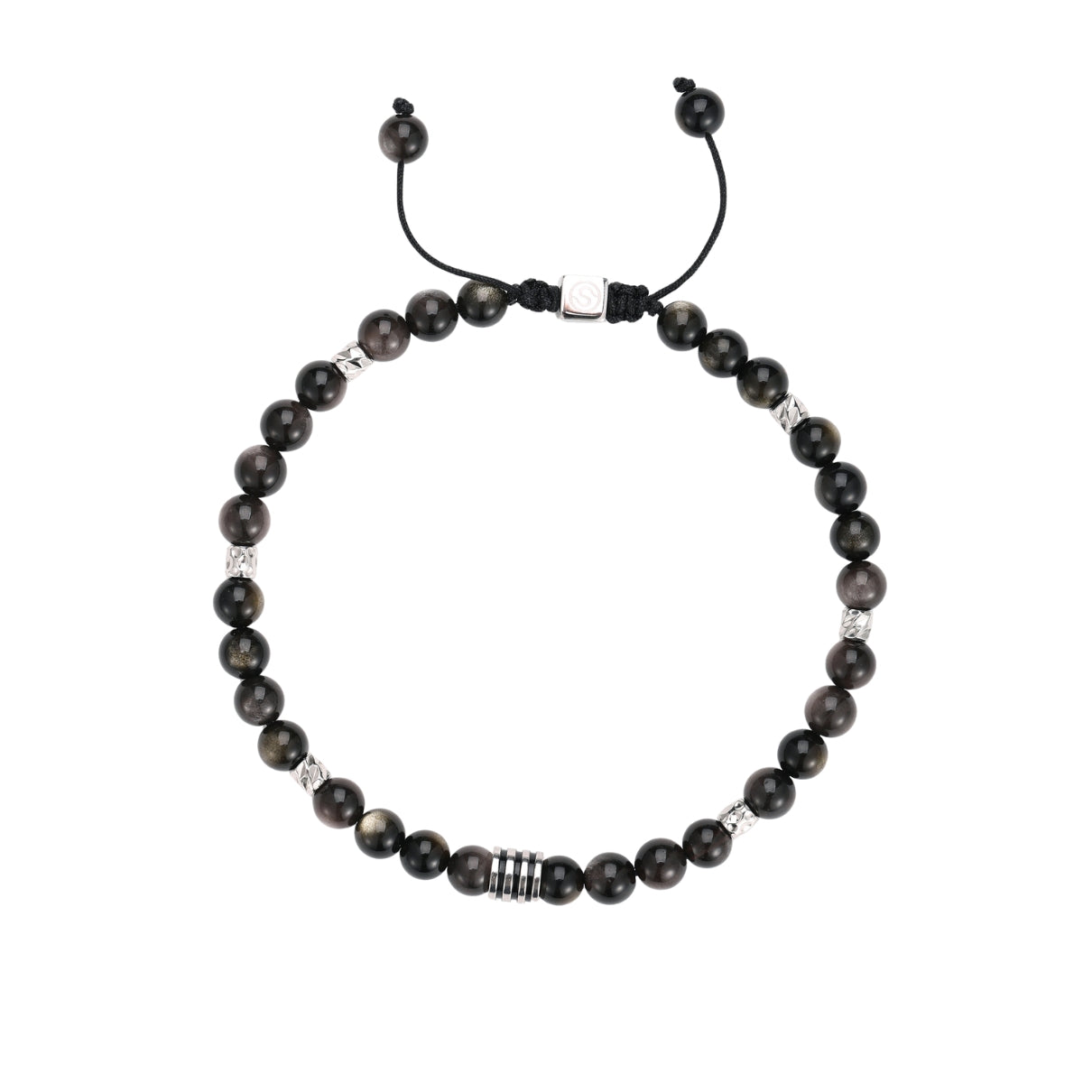MOSS Bracelet - Obsidian beads stainless steel men's bracelet - SKADIS Jewelry
