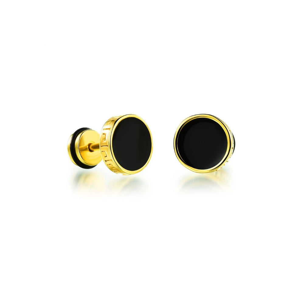 Gold and black stud earrings for men from SKADIS Jewelry