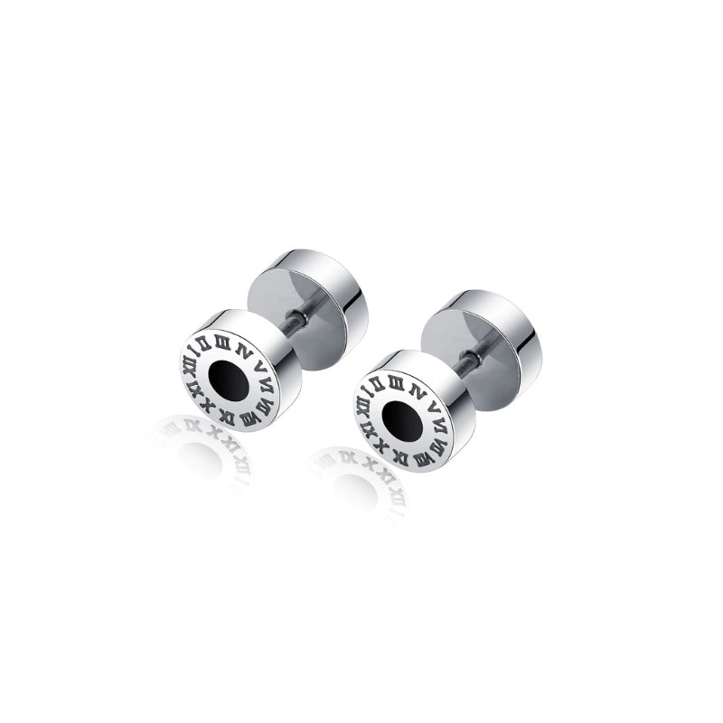 Pair of earrings with Roman numeral design for men SKADIS Jewelry
