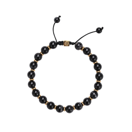 RUNE bracelet with natural black agate beads - SKADIS Jewelry