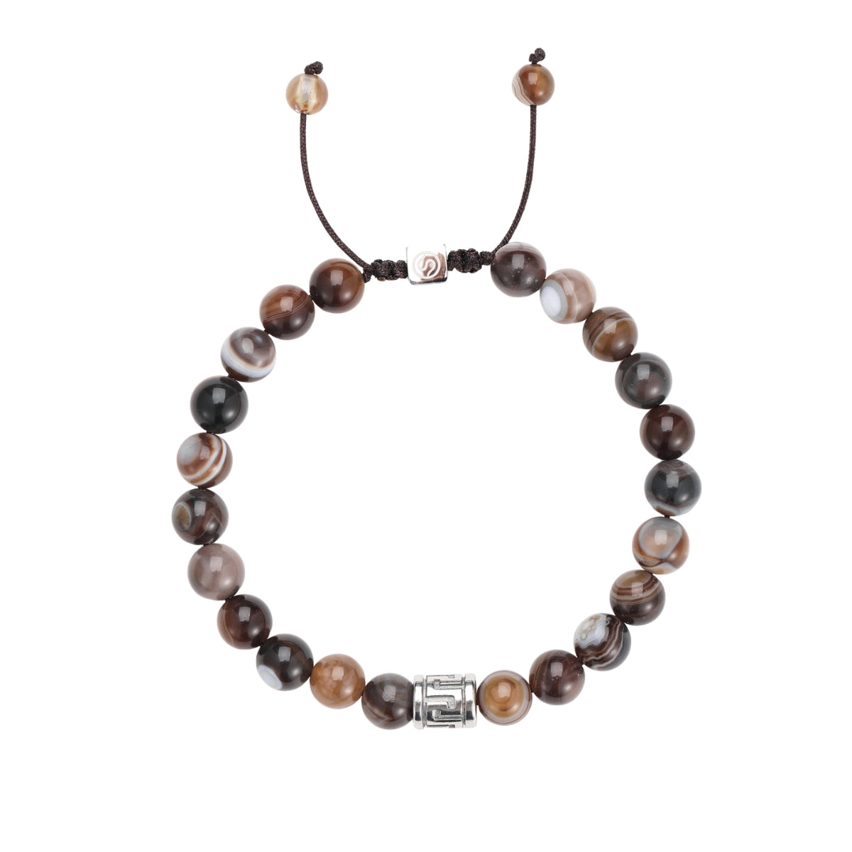 SKARN Bracelet - Brown agate beads stainless steel men's bracelet
