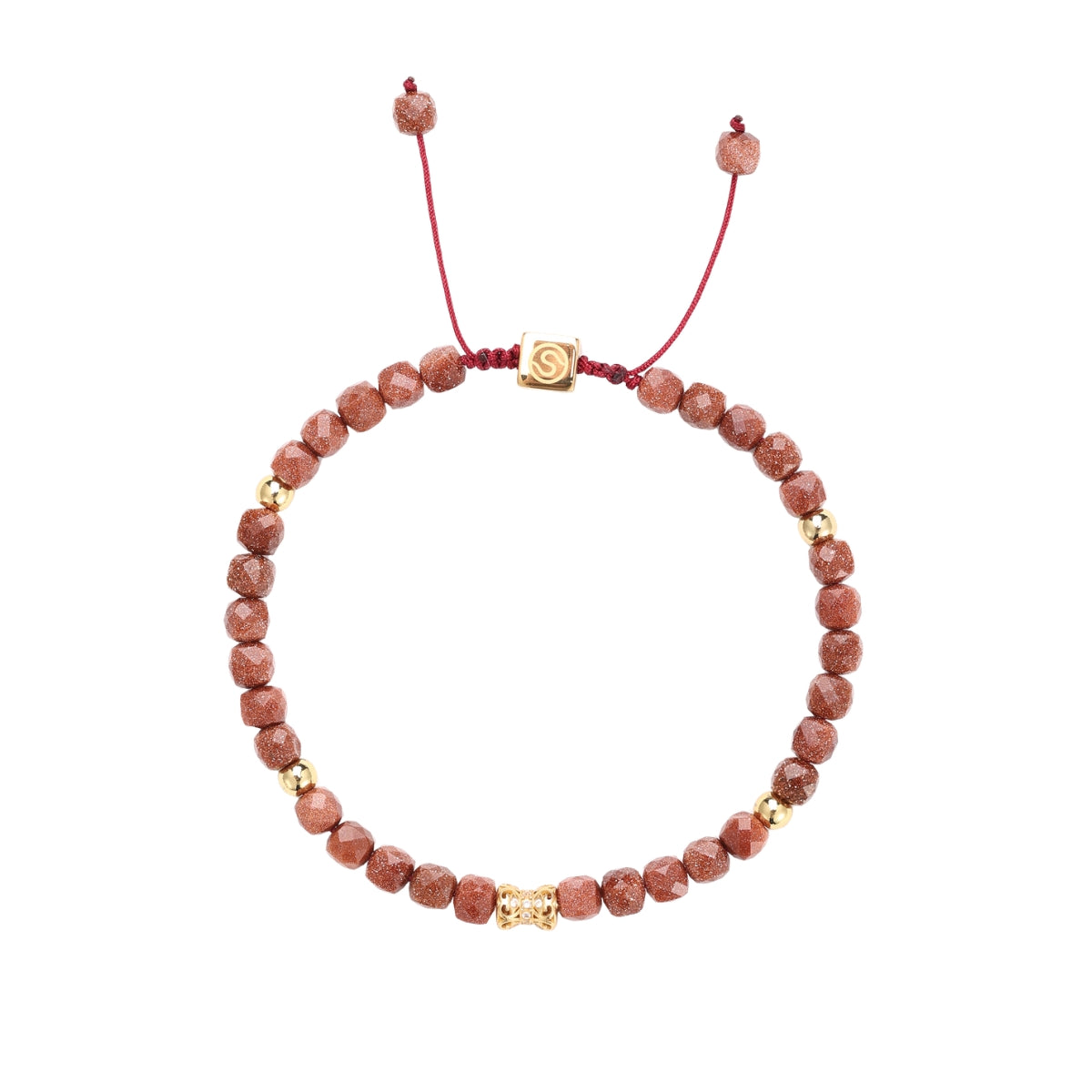 SOLVRA bracelet gold-plated with sunstone - front view - SKADIS Jewelry