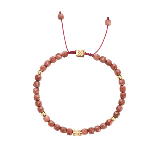 SOLVRA bracelet gold-plated with sunstone - front view - SKADIS Jewelry
