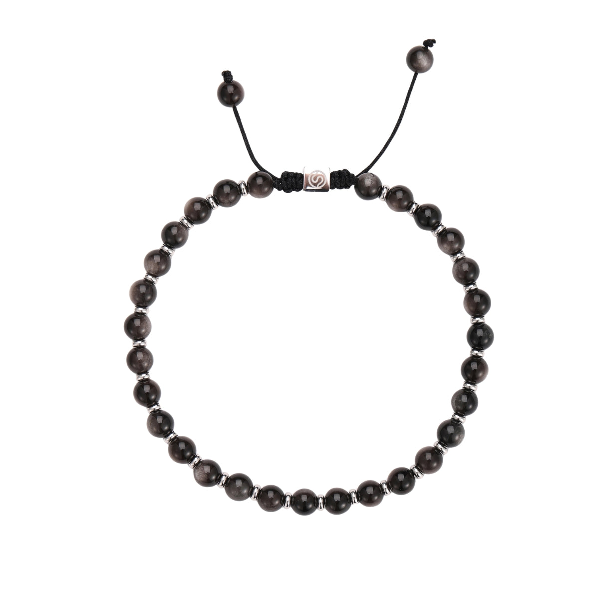SVALEN Bracelet - Obsidian beads stainless steel men's bracelet - SKADIS Jewelry