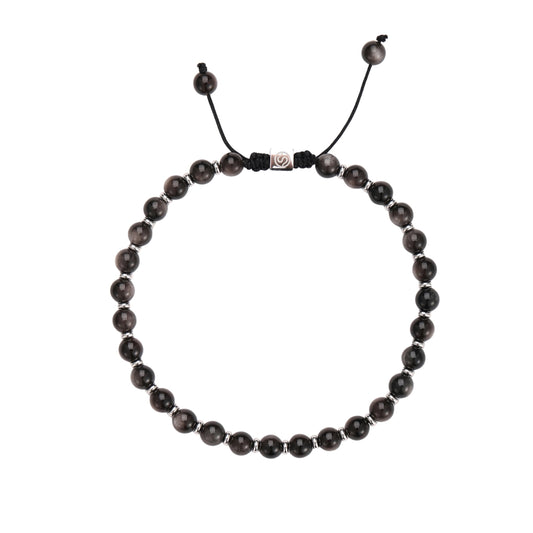 SVALEN Bracelet - Obsidian beads stainless steel men's bracelet - SKADIS Jewelry