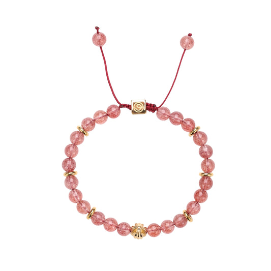 VELA bracelet gold-plated with red quartz stones - front view - SKADIS Jewelry