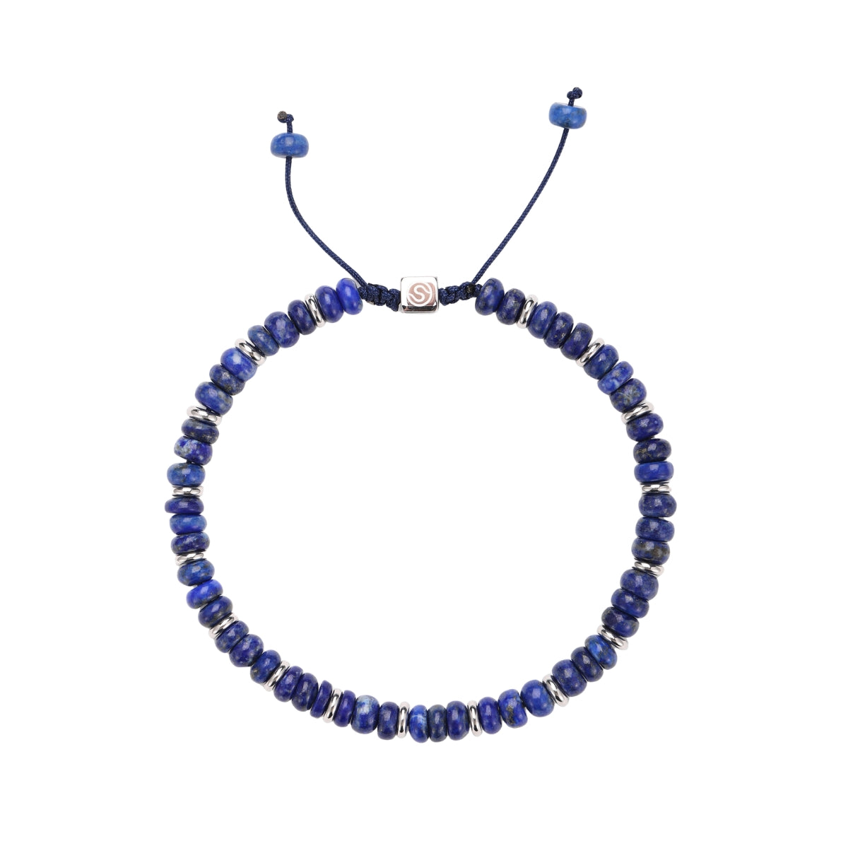 VELVET men's bracelet stainless steel with lapis lazuli - front view - SKADIS Jewelry