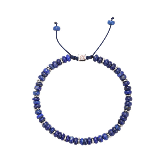 VELVET men's bracelet stainless steel with lapis lazuli - front view - SKADIS Jewelry