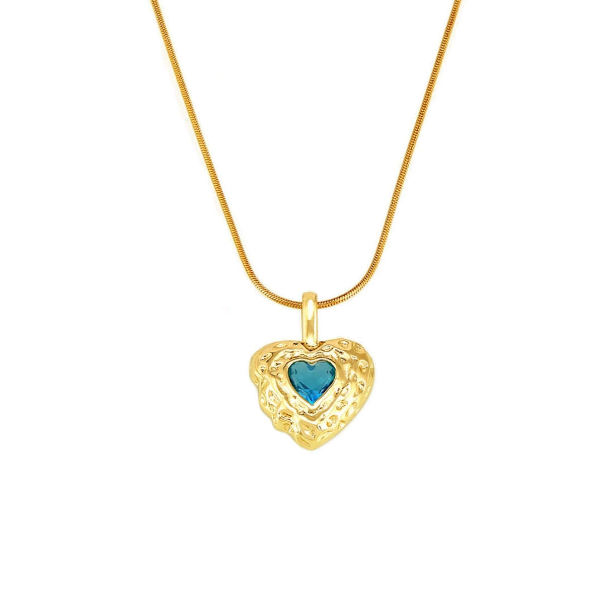 VIKA Necklace Gold-plated by SKADIS Jewelry – gold-plated brass with green-blue zirconia, length 45+5cm